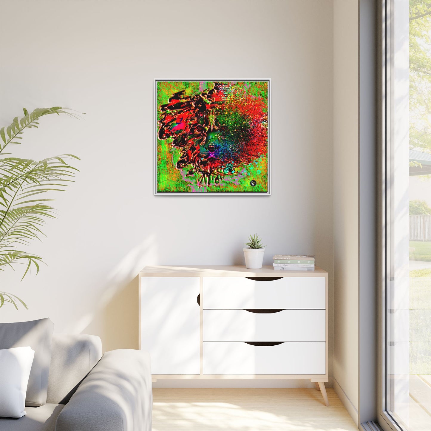 Matte Canvas, Framed (Multi-color) Lion Abstract Collection by SharksEye Treasures