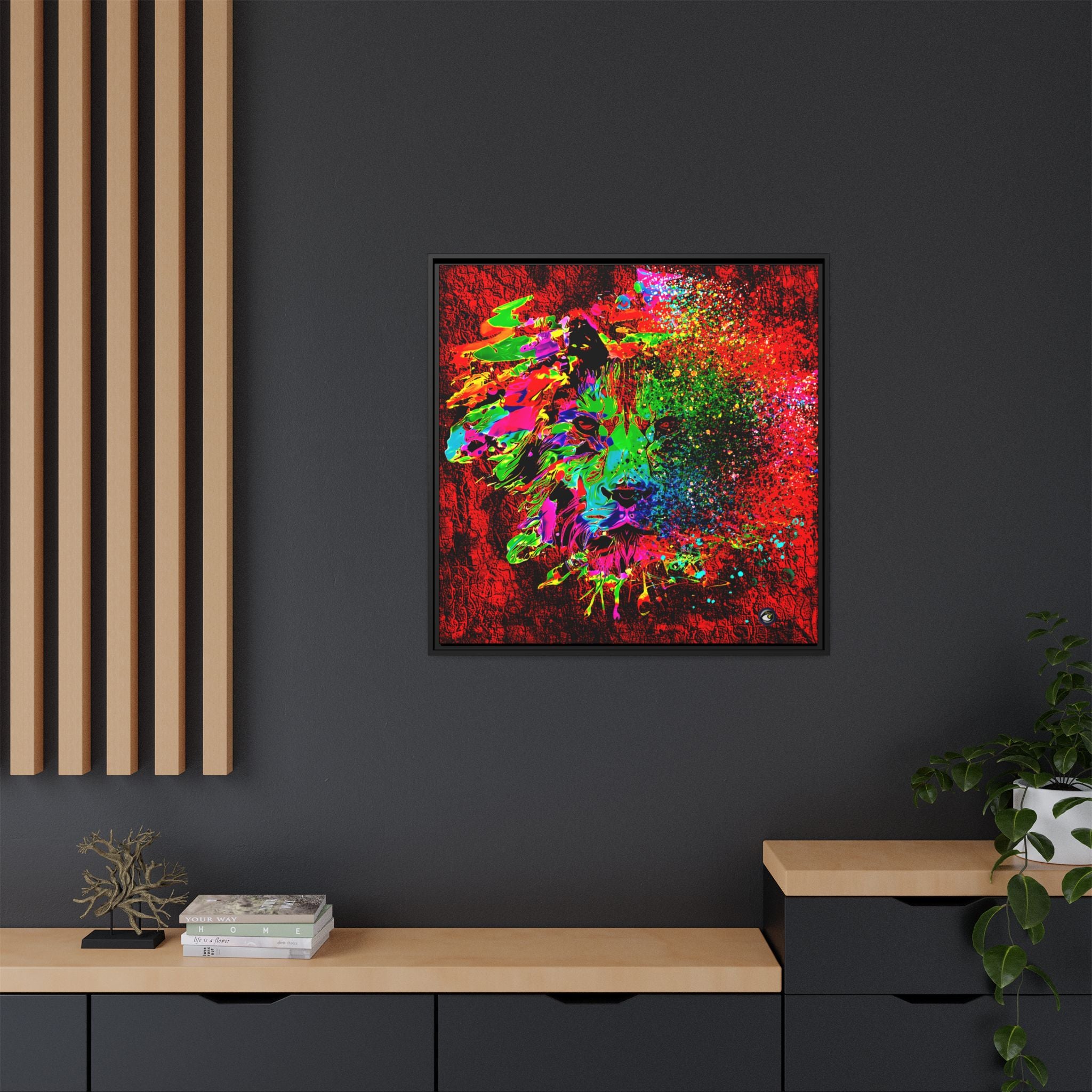 Matte Canvas, Framed (Multi-color) Lion Abstract Collection by SharksEye Treasures