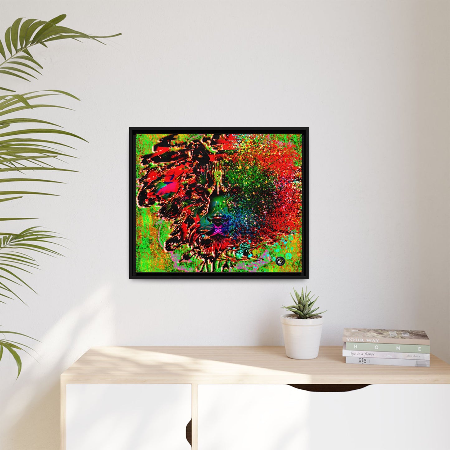 Matte Canvas, Framed (Multi-color) Lion Abstract Collection by SharksEye Treasures