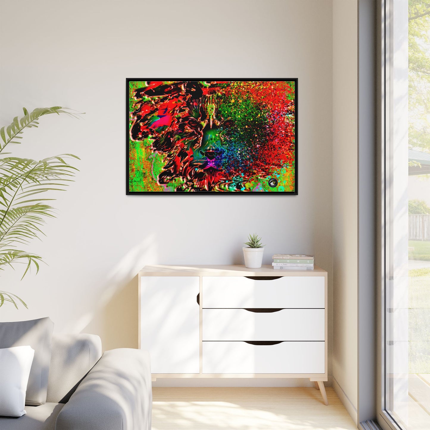 Matte Canvas, Framed (Multi-color) Lion Abstract Collection by SharksEye Treasures