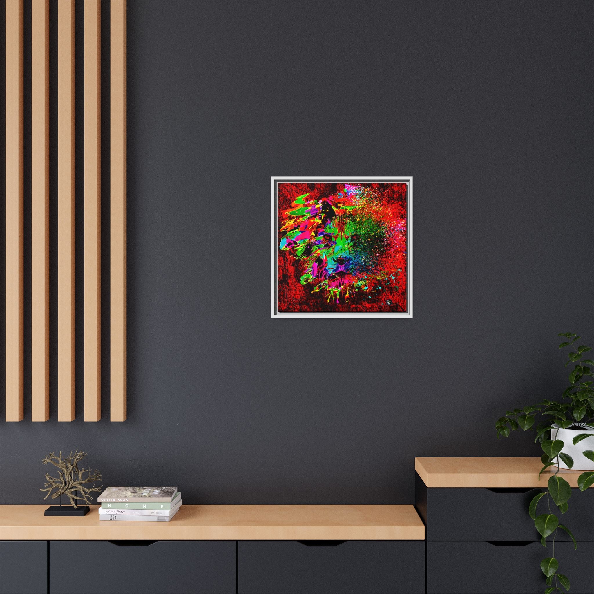 Matte Canvas, Framed (Multi-color) Lion Abstract Collection by SharksEye Treasures