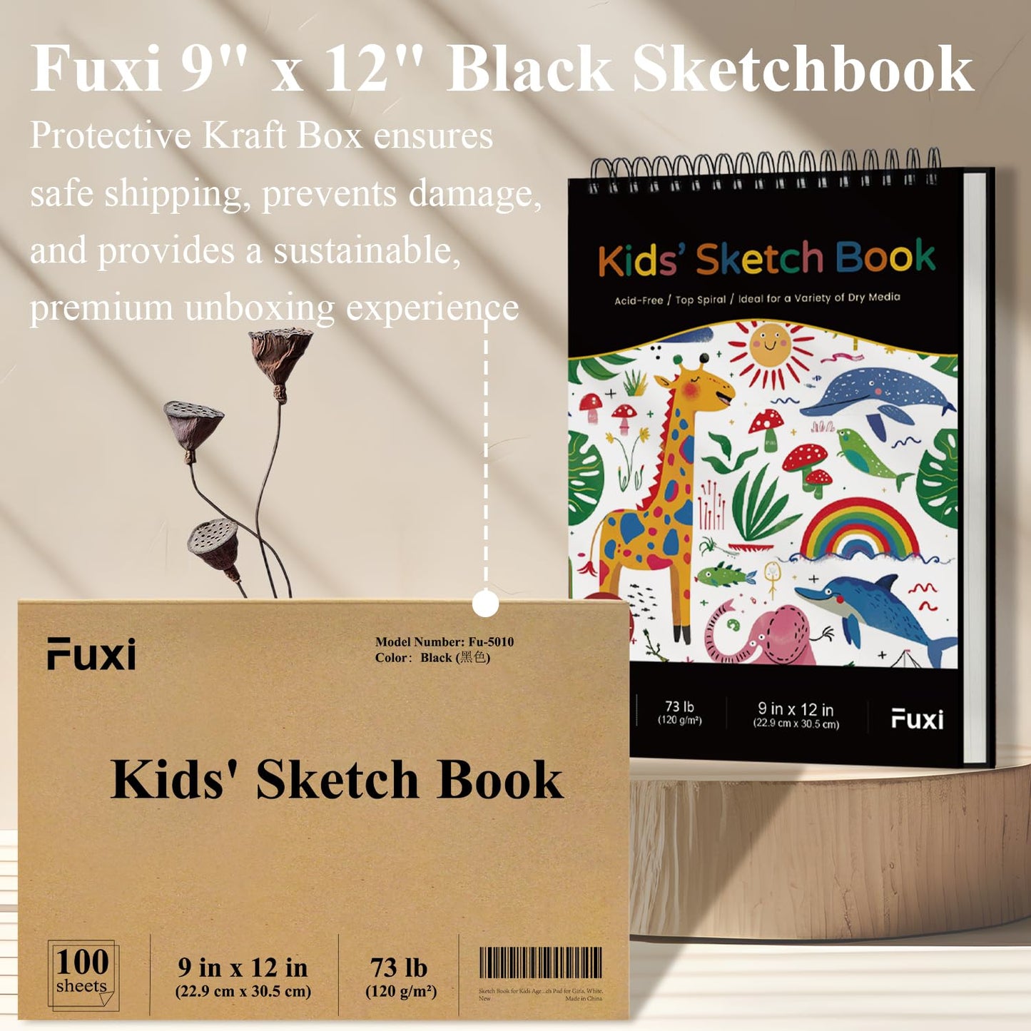 9 x 12 inches Sketch Book, Top Spiral Bound Sketch Pad, 1 Pack 100-Sheets (68lb/100gsm), Acid Free Art Sketchbook Artistic Drawing Painting Writing Paper for Kids Adults Beginners Artists