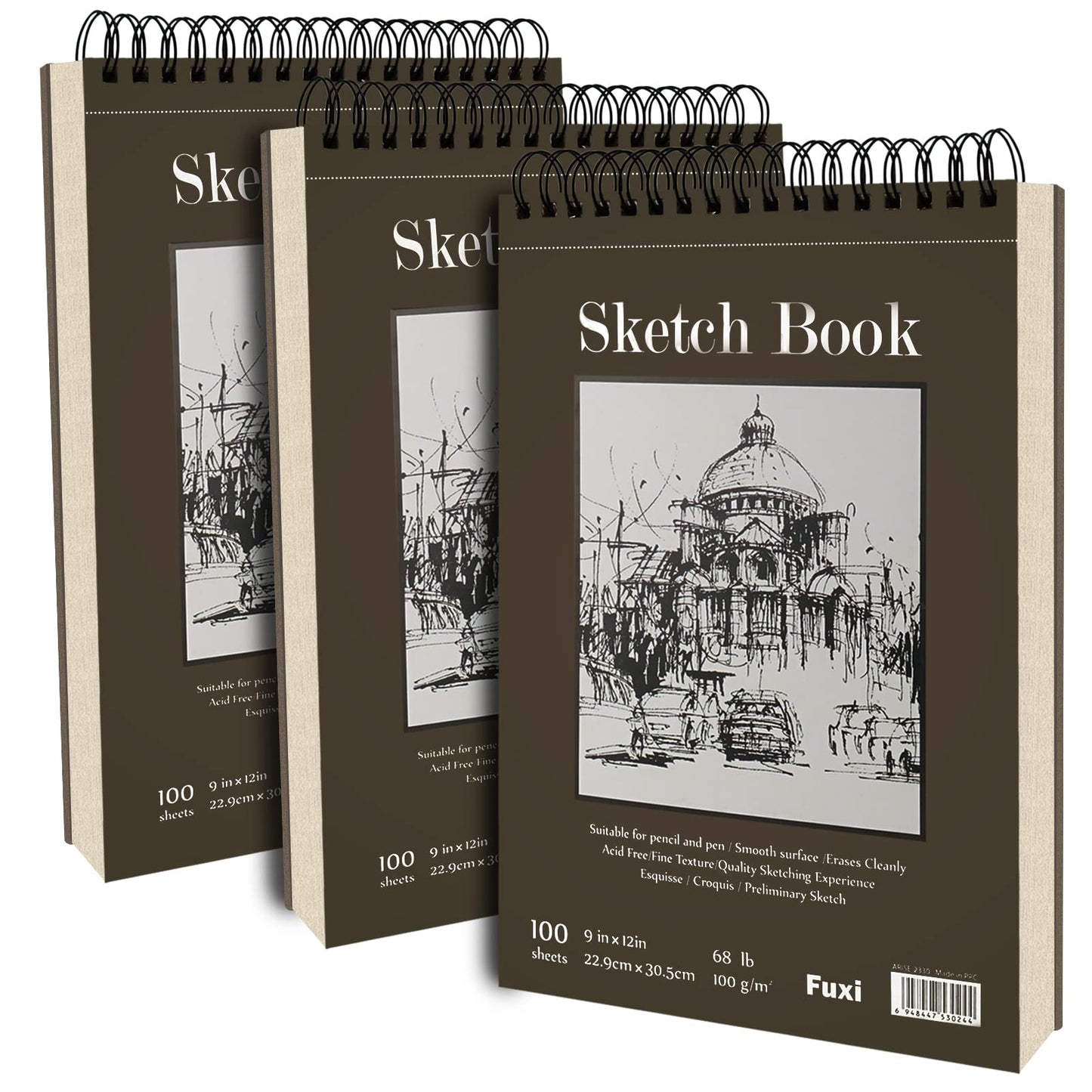 9 x 12 inches Sketch Book, Top Spiral Bound Sketch Pad, 1 Pack 100-Sheets (68lb/100gsm), Acid Free Art Sketchbook Artistic Drawing Painting Writing Paper for Kids Adults Beginners Artists