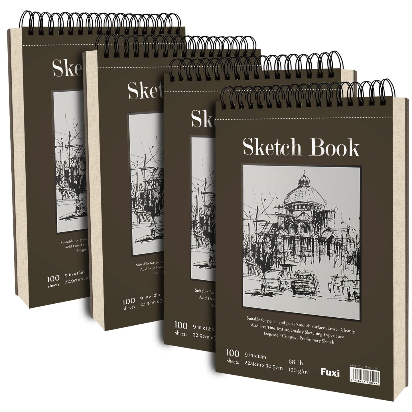 9 x 12 inches Sketch Book, Top Spiral Bound Sketch Pad, 1 Pack 100-Sheets (68lb/100gsm), Acid Free Art Sketchbook Artistic Drawing Painting Writing Paper for Kids Adults Beginners Artists