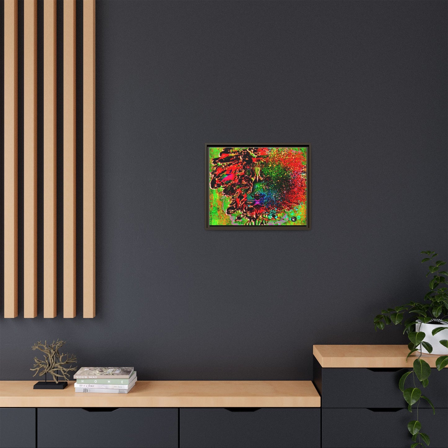 Matte Canvas, Framed (Multi-color) Lion Abstract Collection by SharksEye Treasures