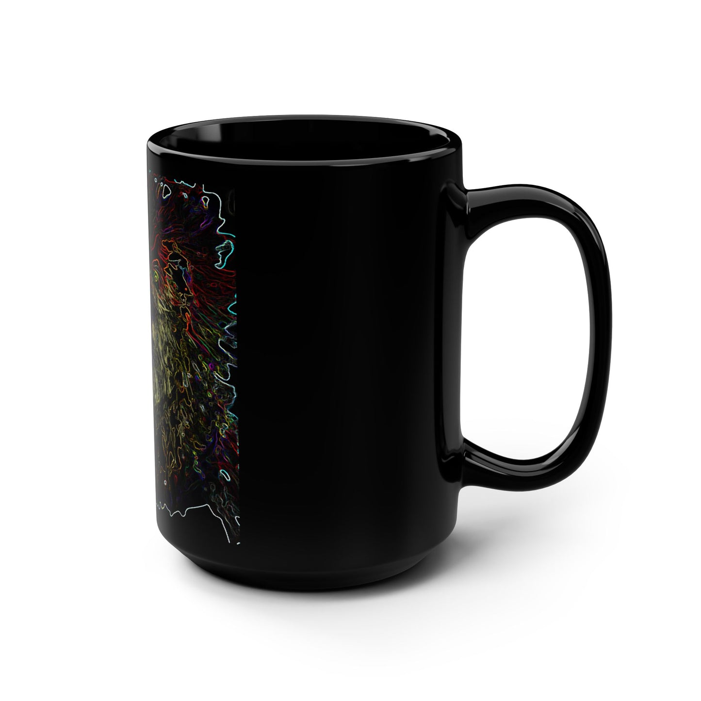 Black Mug, 15oz the Queens Lion Collection by SharksEye Treasures