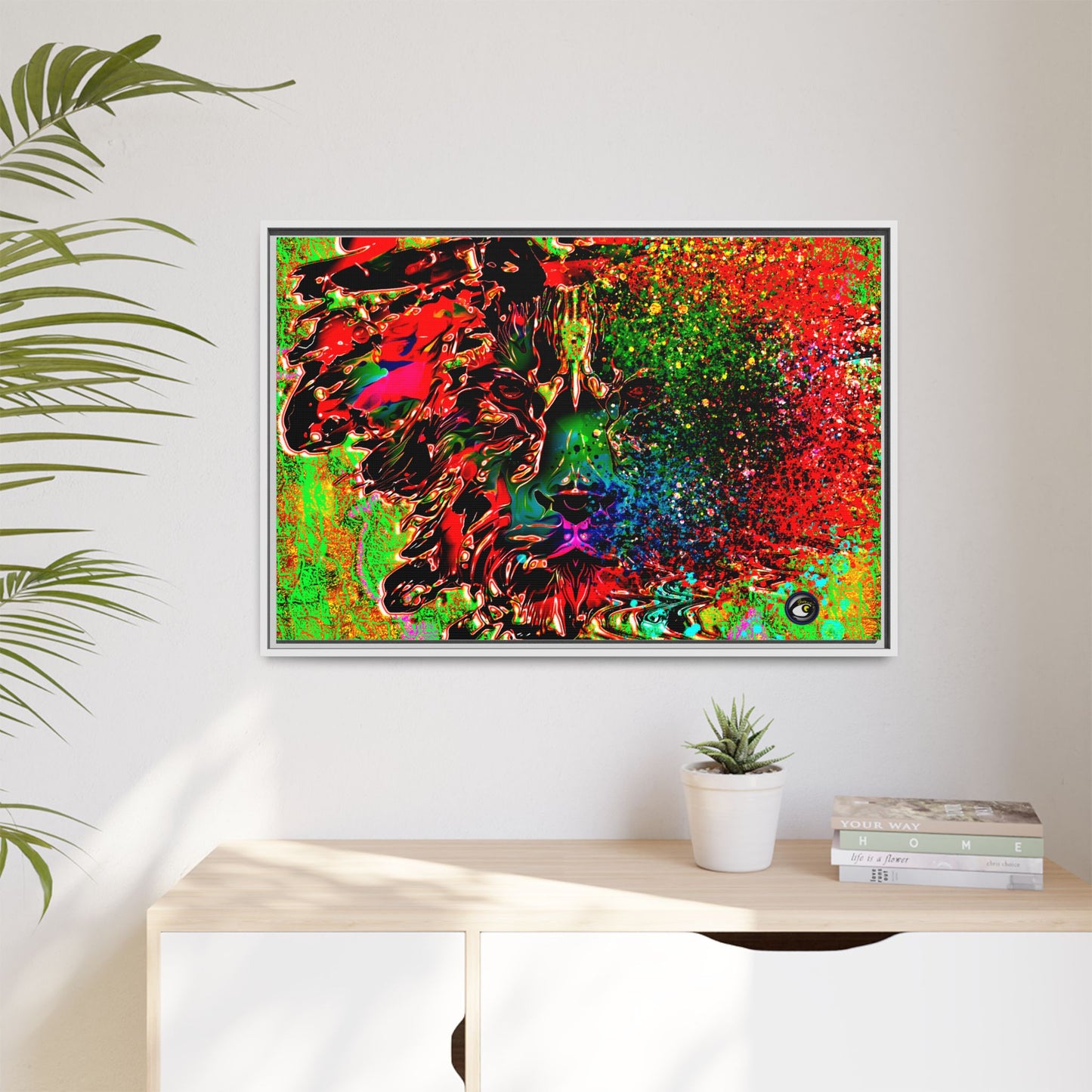 Matte Canvas, Framed (Multi-color) Lion Abstract Collection by SharksEye Treasures