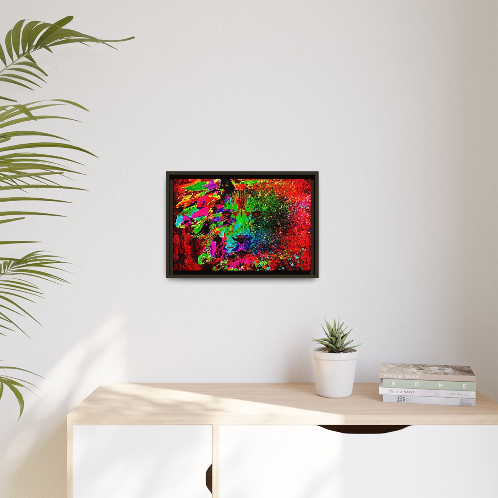 Matte Canvas, Framed (Multi-color) Lion Abstract Collection by SharksEye Treasures