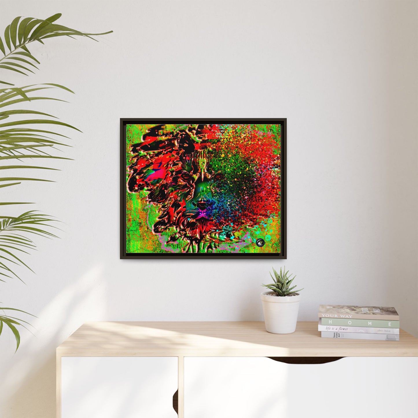 Matte Canvas, Framed (Multi-color) Lion Abstract Collection by SharksEye Treasures