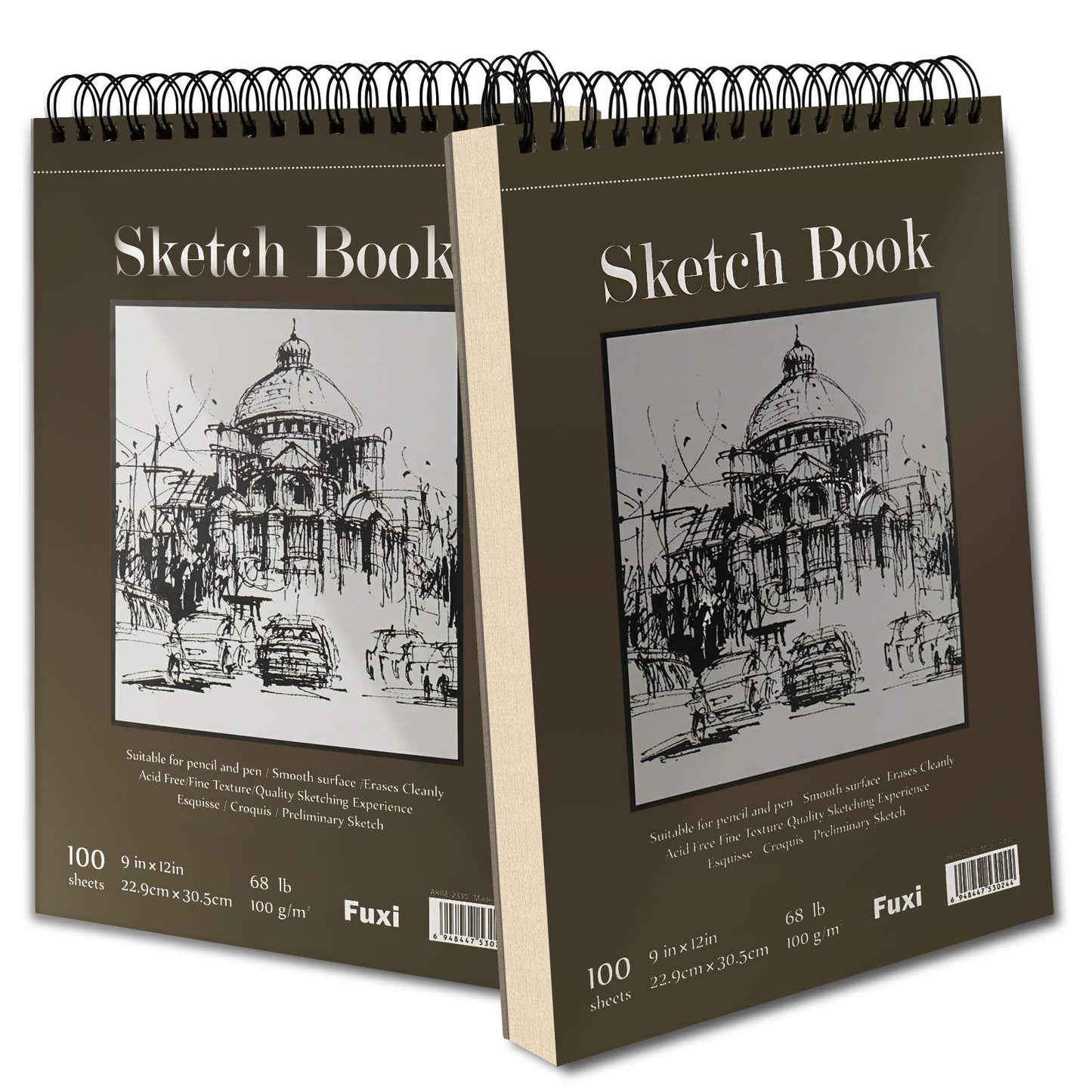 9 x 12 inches Sketch Book, Top Spiral Bound Sketch Pad, 1 Pack 100-Sheets (68lb/100gsm), Acid Free Art Sketchbook Artistic Drawing Painting Writing Paper for Kids Adults Beginners Artists