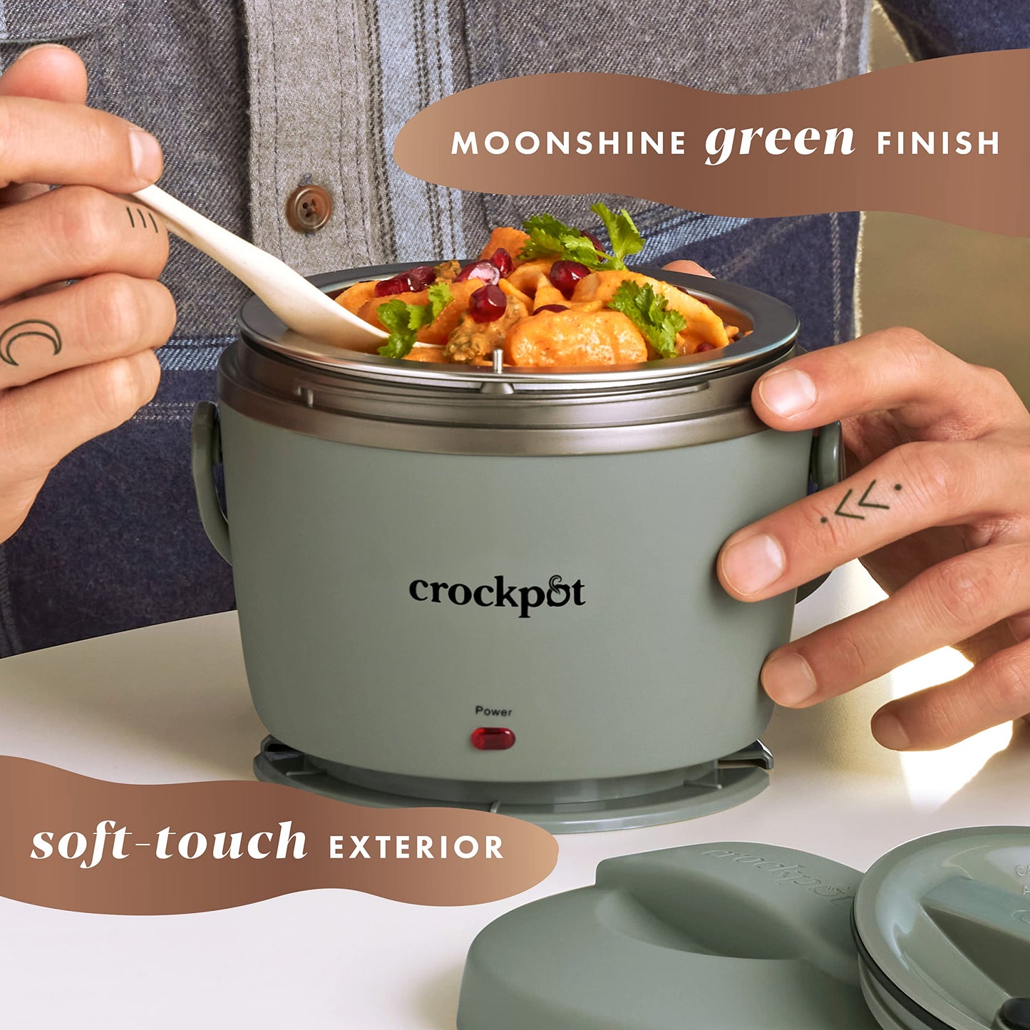 Crock-Pot Electric Lunch Box, 20-Ounce Portable Food Warmer, Black Licorice, Perfect for Travel, On-the-Go & Office Use | Stylish, Spill-Free & Dishwasher-Safe | Ideal Men & Women's Gifts