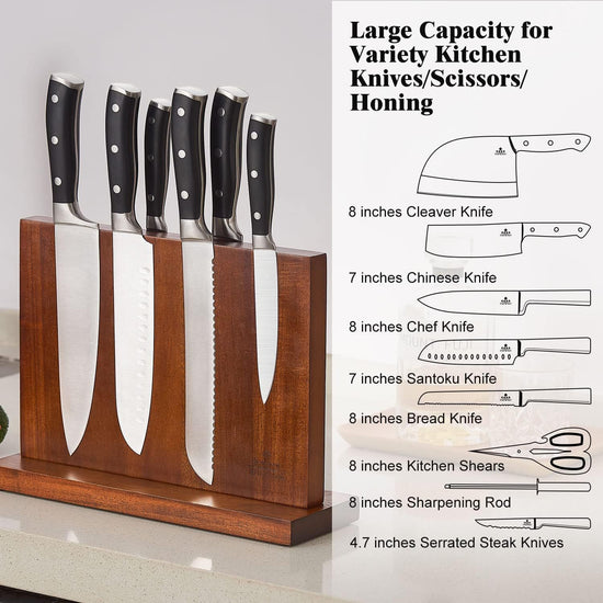 Acacia Mangium Magnetic Knife Holder Double-sided Tool Storage Rack