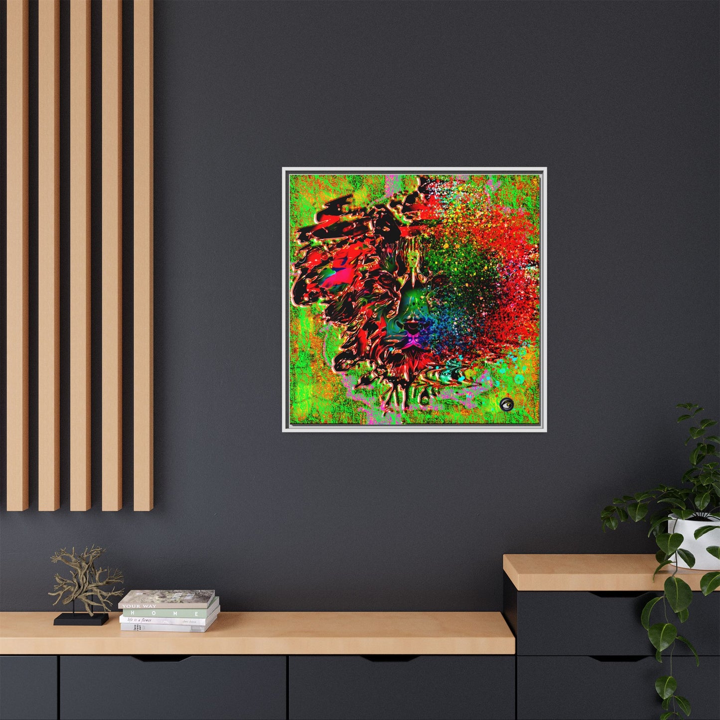 Matte Canvas, Framed (Multi-color) Lion Abstract Collection by SharksEye Treasures