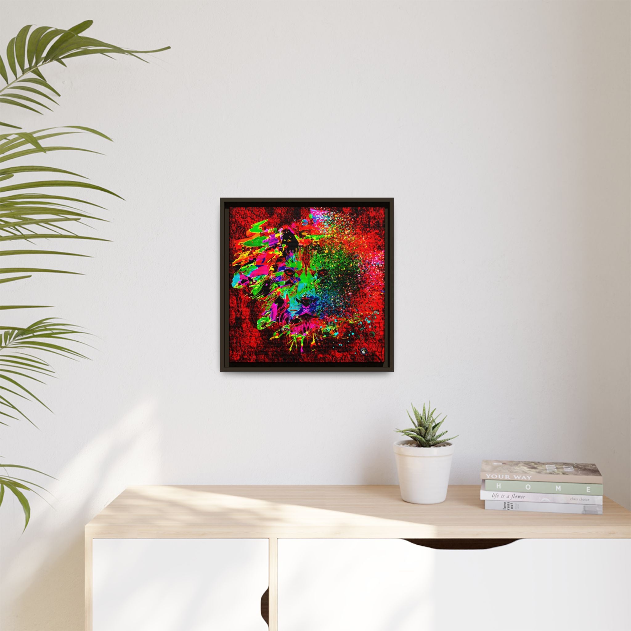 Matte Canvas, Framed (Multi-color) Lion Abstract Collection by SharksEye Treasures