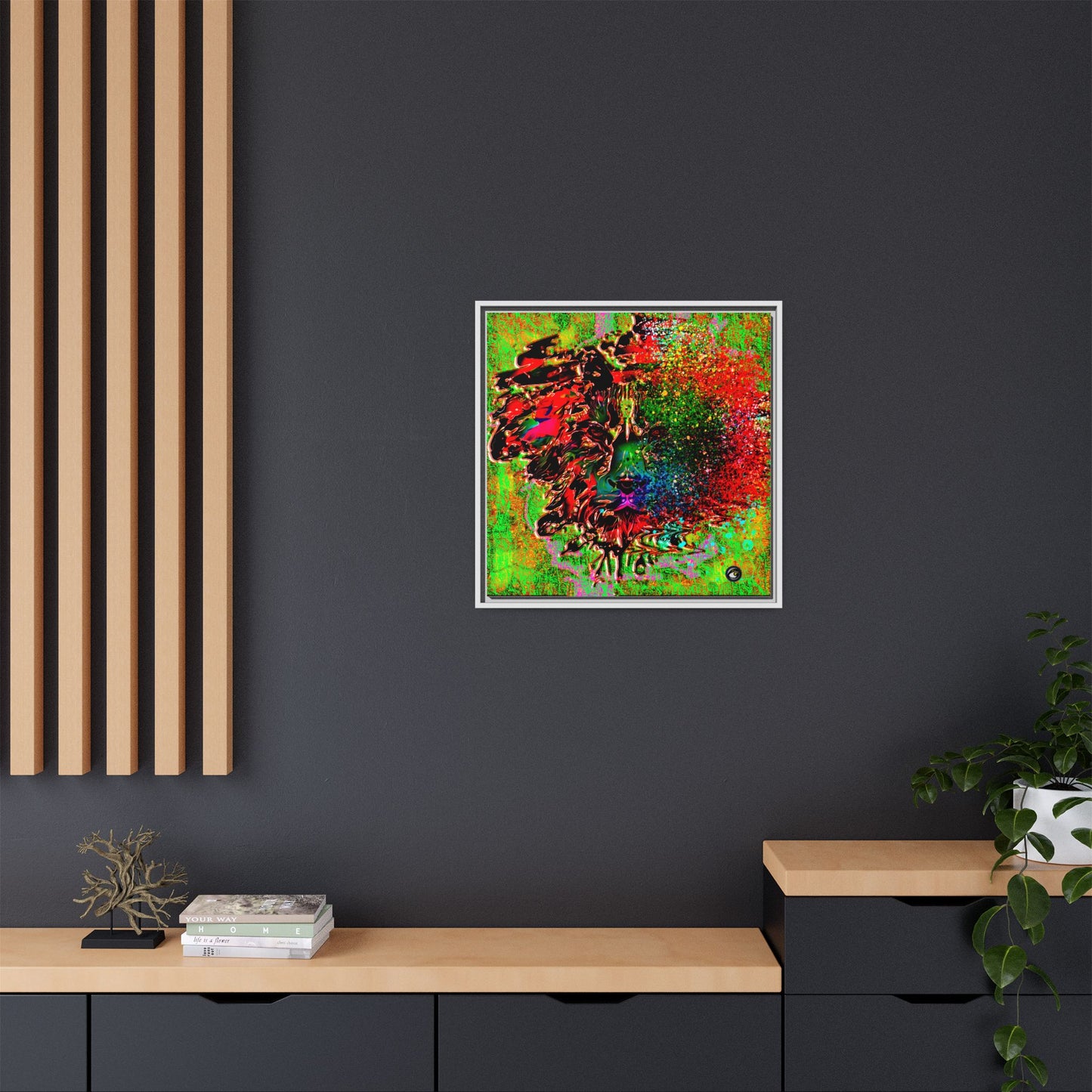 Matte Canvas, Framed (Multi-color) Lion Abstract Collection by SharksEye Treasures