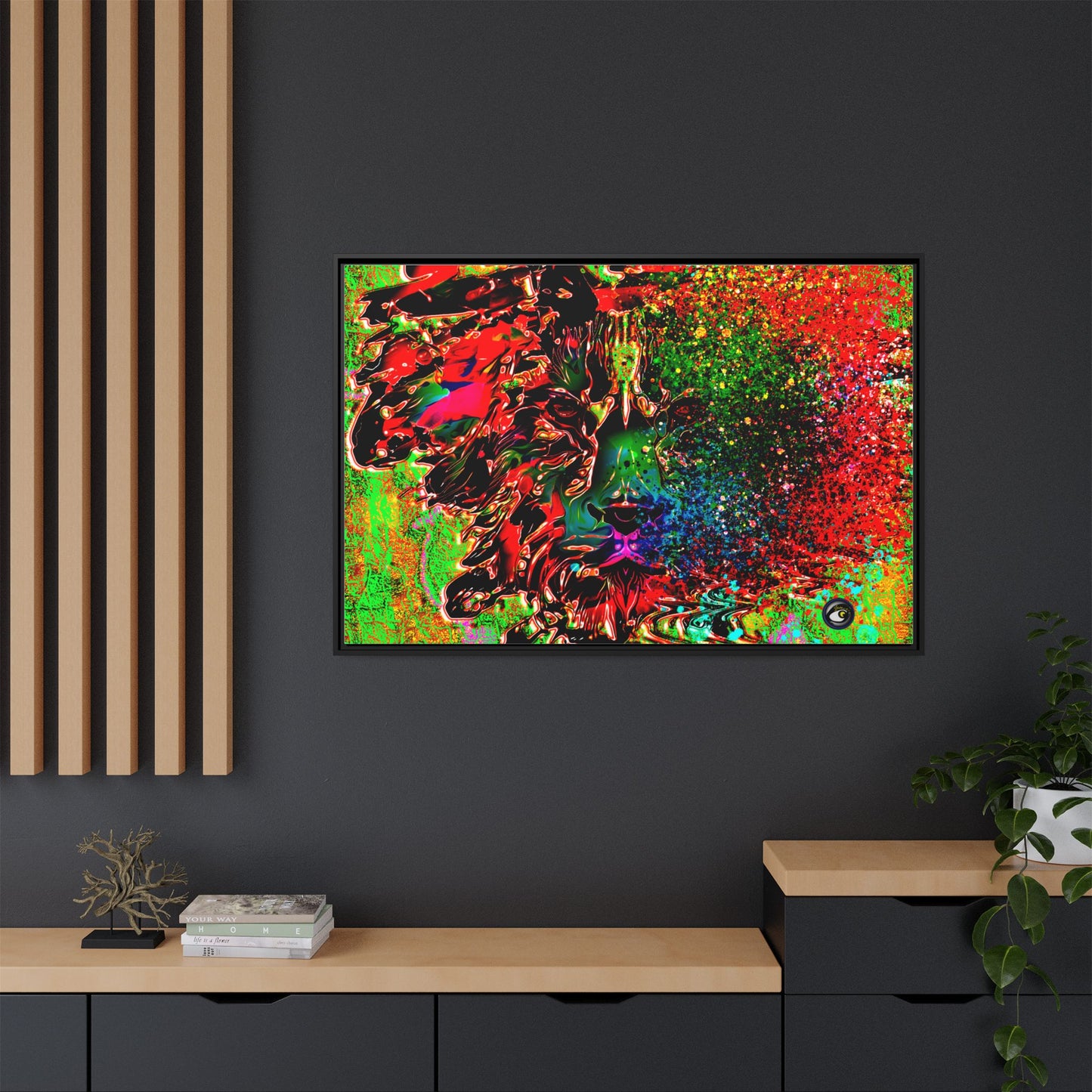 Matte Canvas, Framed (Multi-color) Lion Abstract Collection by SharksEye Treasures