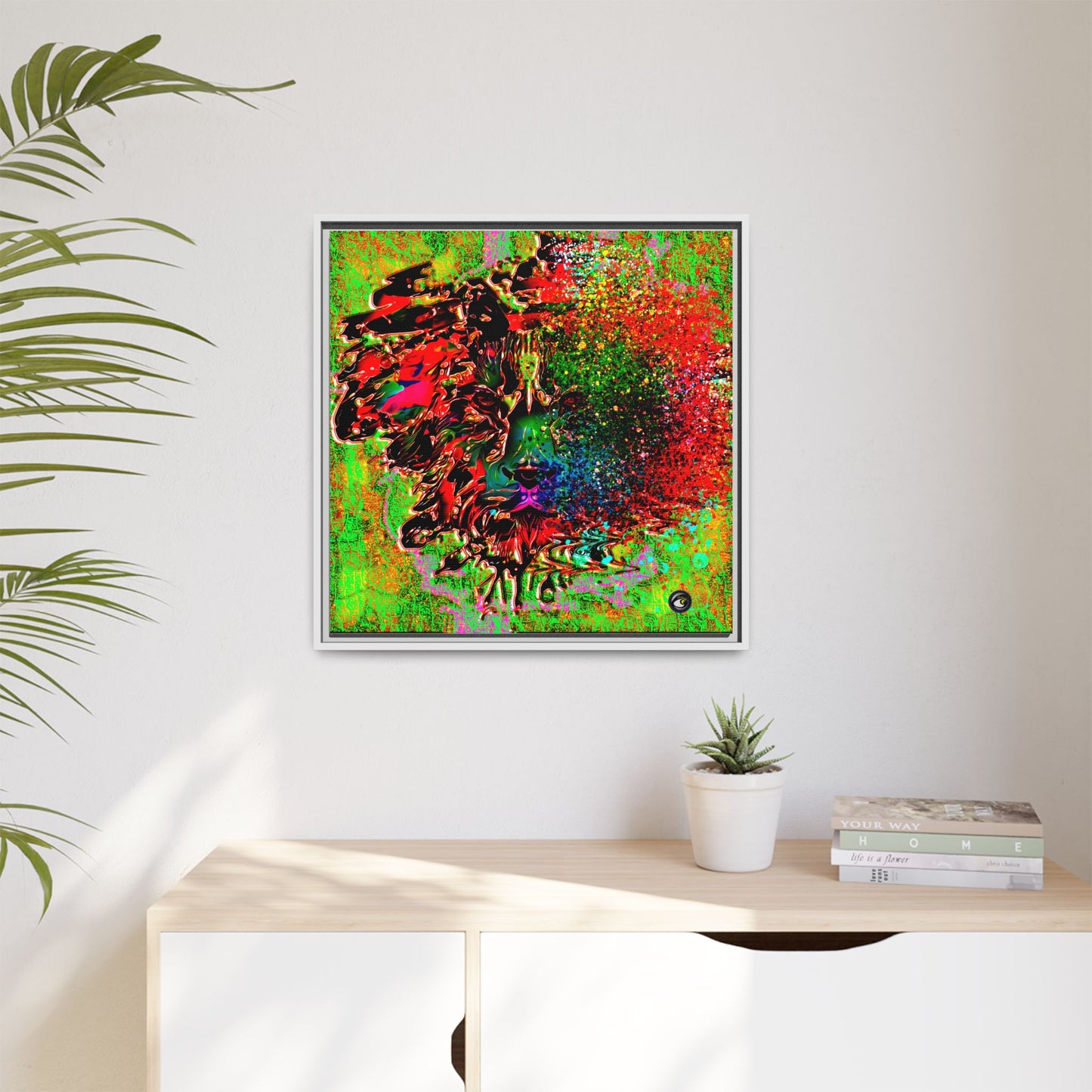 Matte Canvas, Framed (Multi-color) Lion Abstract Collection by SharksEye Treasures