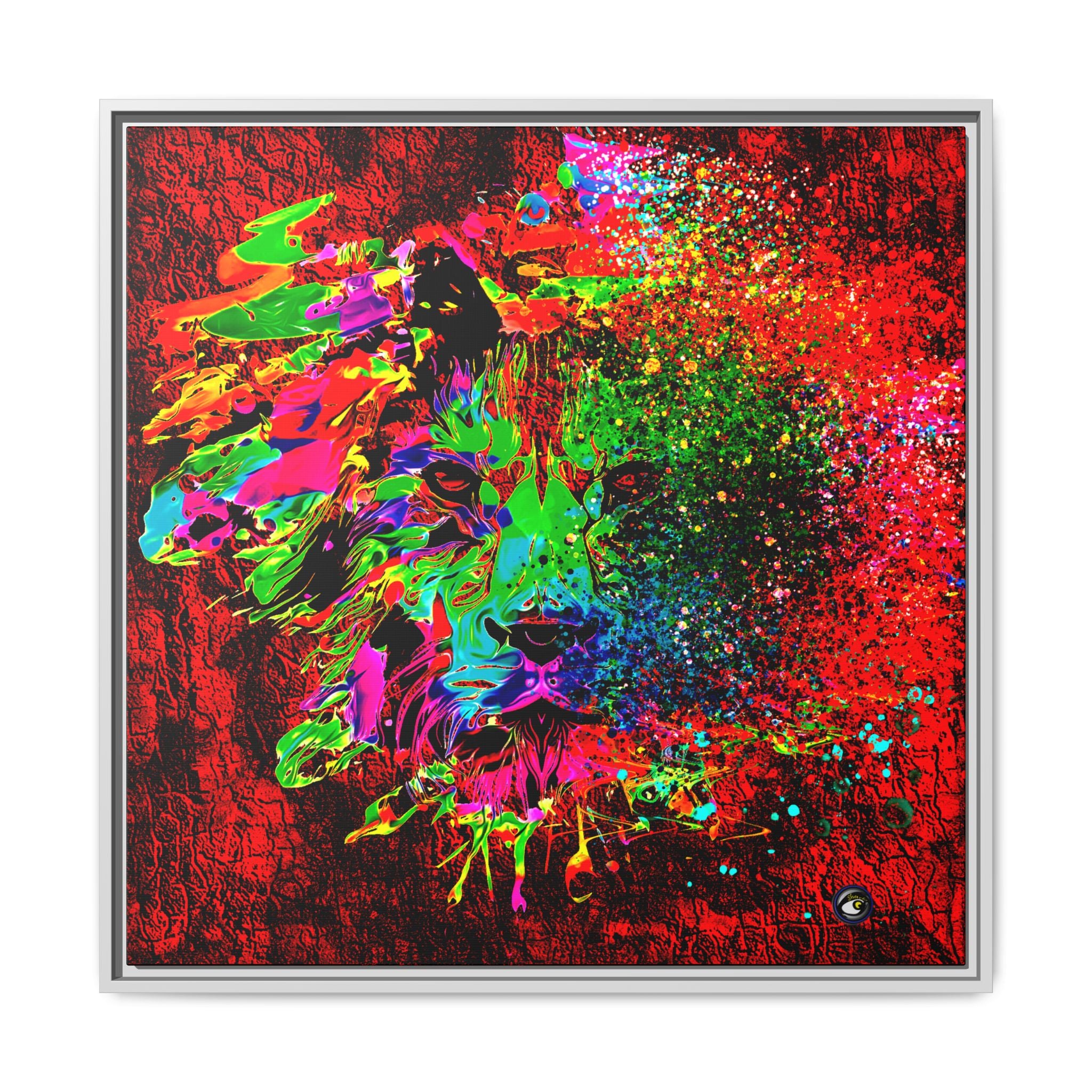 Matte Canvas, Framed (Multi-color) Lion Abstract Collection by SharksEye Treasures