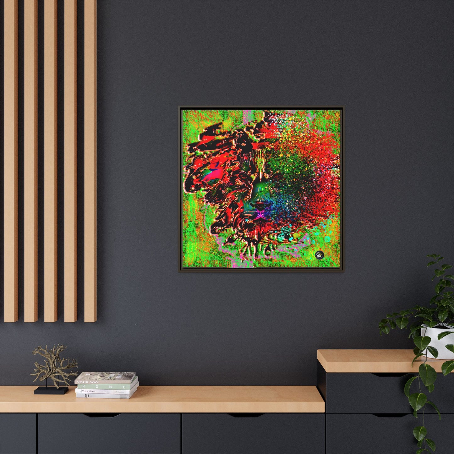 Matte Canvas, Framed (Multi-color) Lion Abstract Collection by SharksEye Treasures