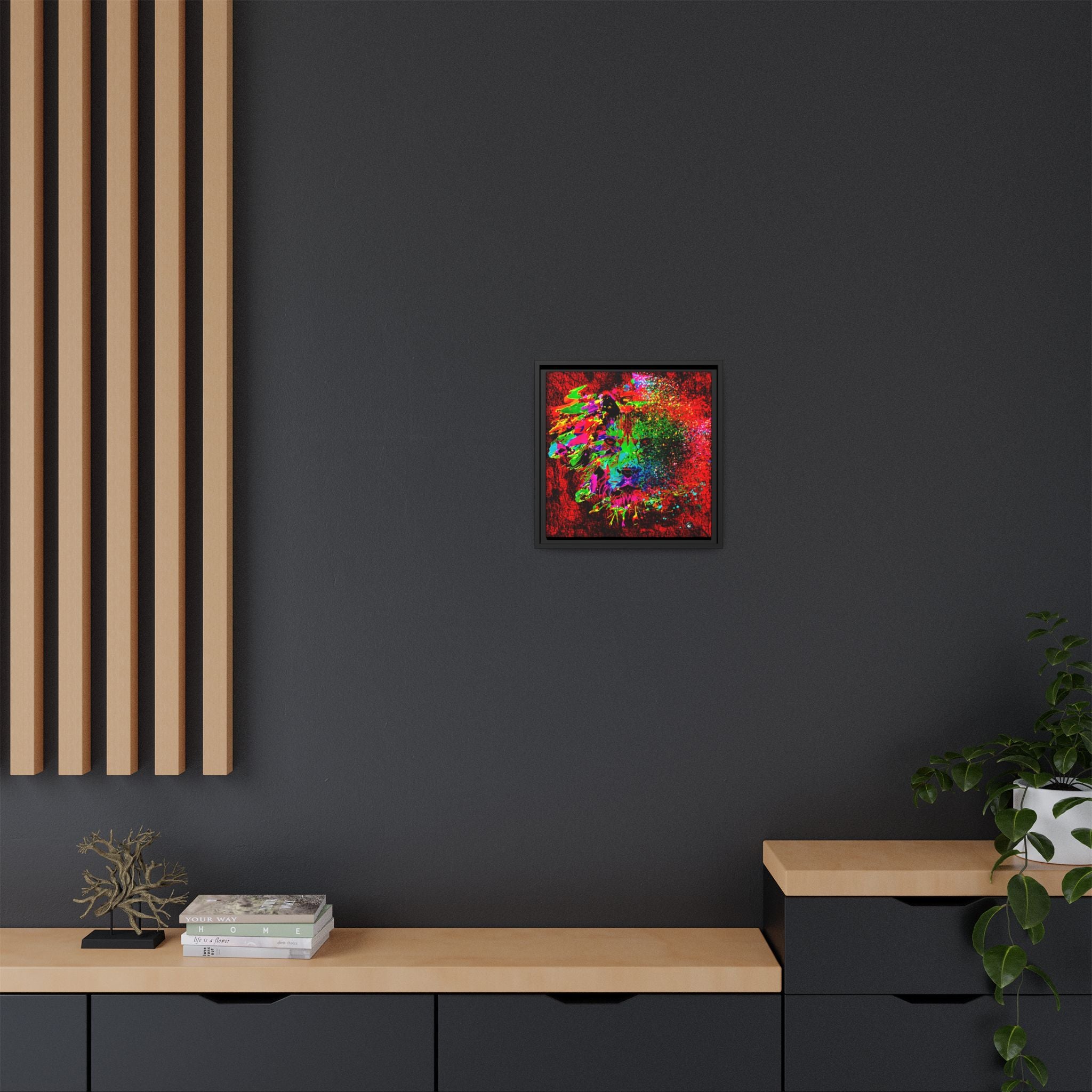 Matte Canvas, Framed (Multi-color) Lion Abstract Collection by SharksEye Treasures