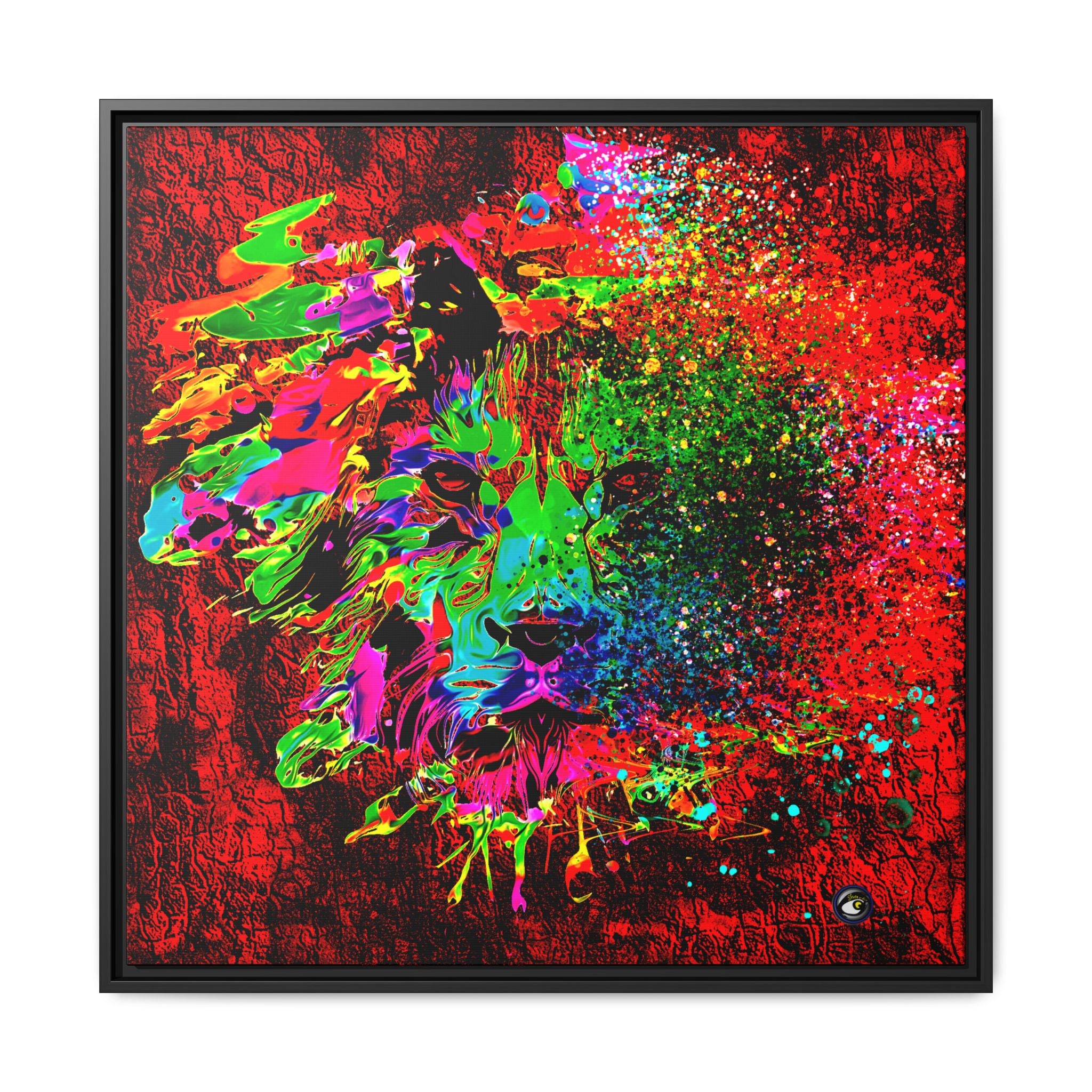 Matte Canvas, Framed (Multi-color) Lion Abstract Collection by SharksEye Treasures