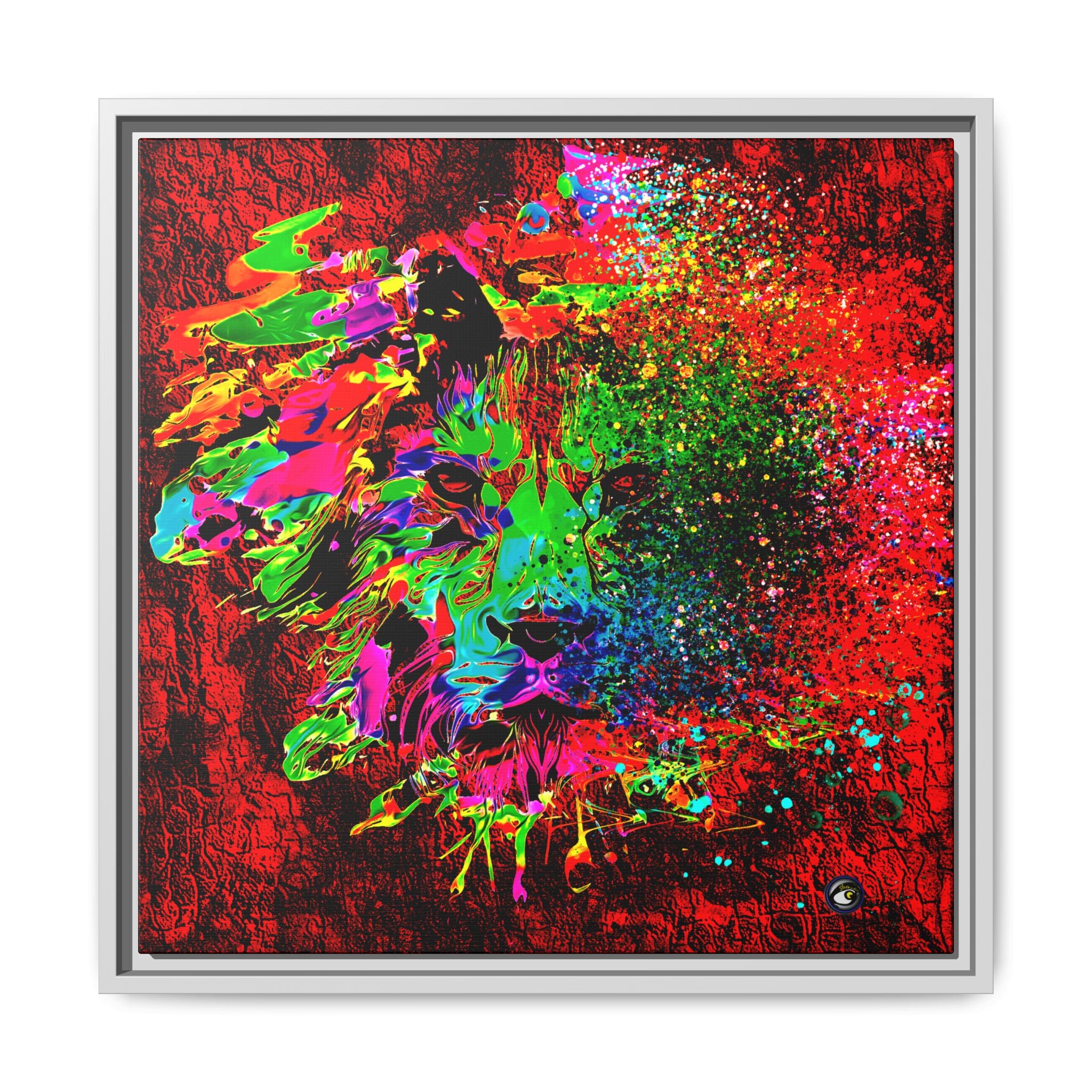 Matte Canvas, Framed (Multi-color) Lion Abstract Collection by SharksEye Treasures