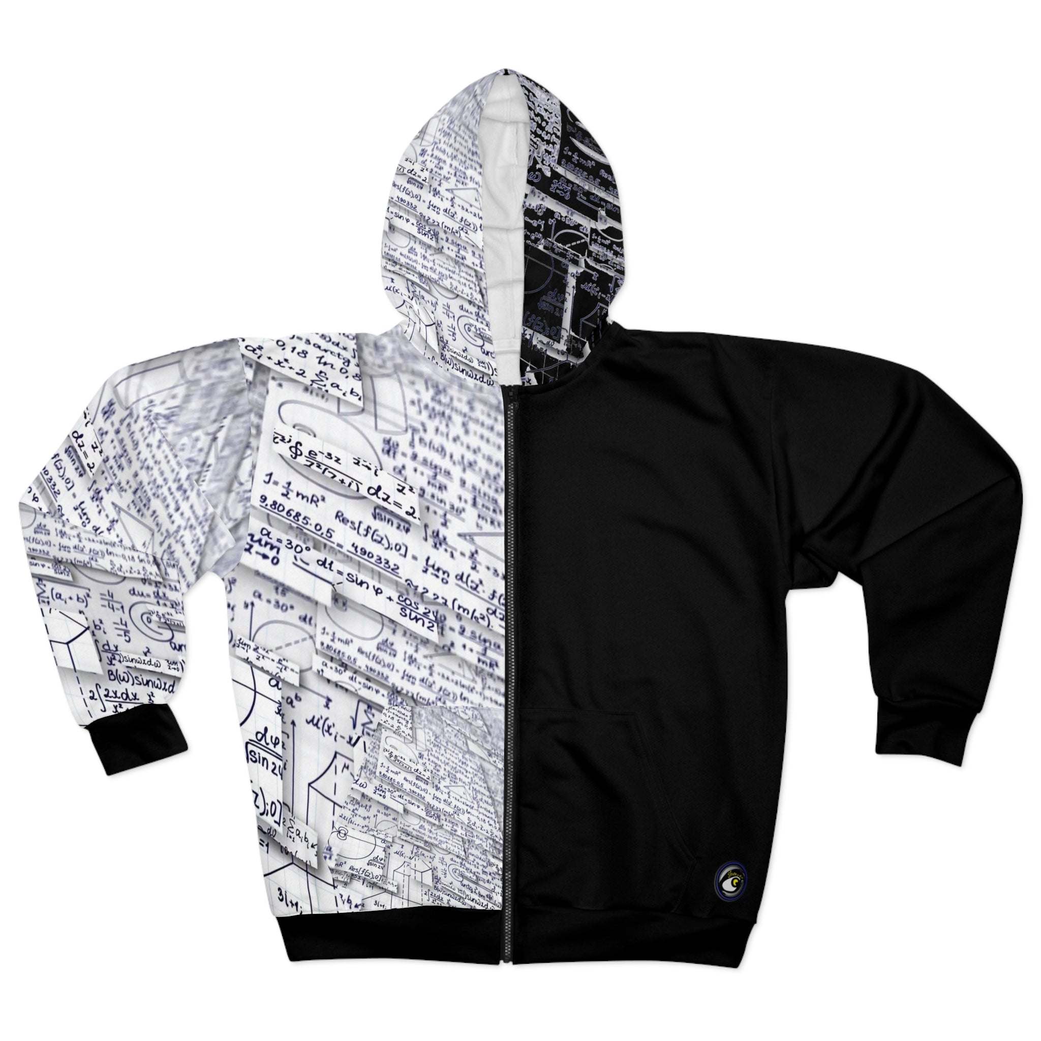 Unisex Zip Hoodie (AOP) | Crazy Math Equation Collection | Math Art | Gift | Math Equation black by SharksEye Treasures