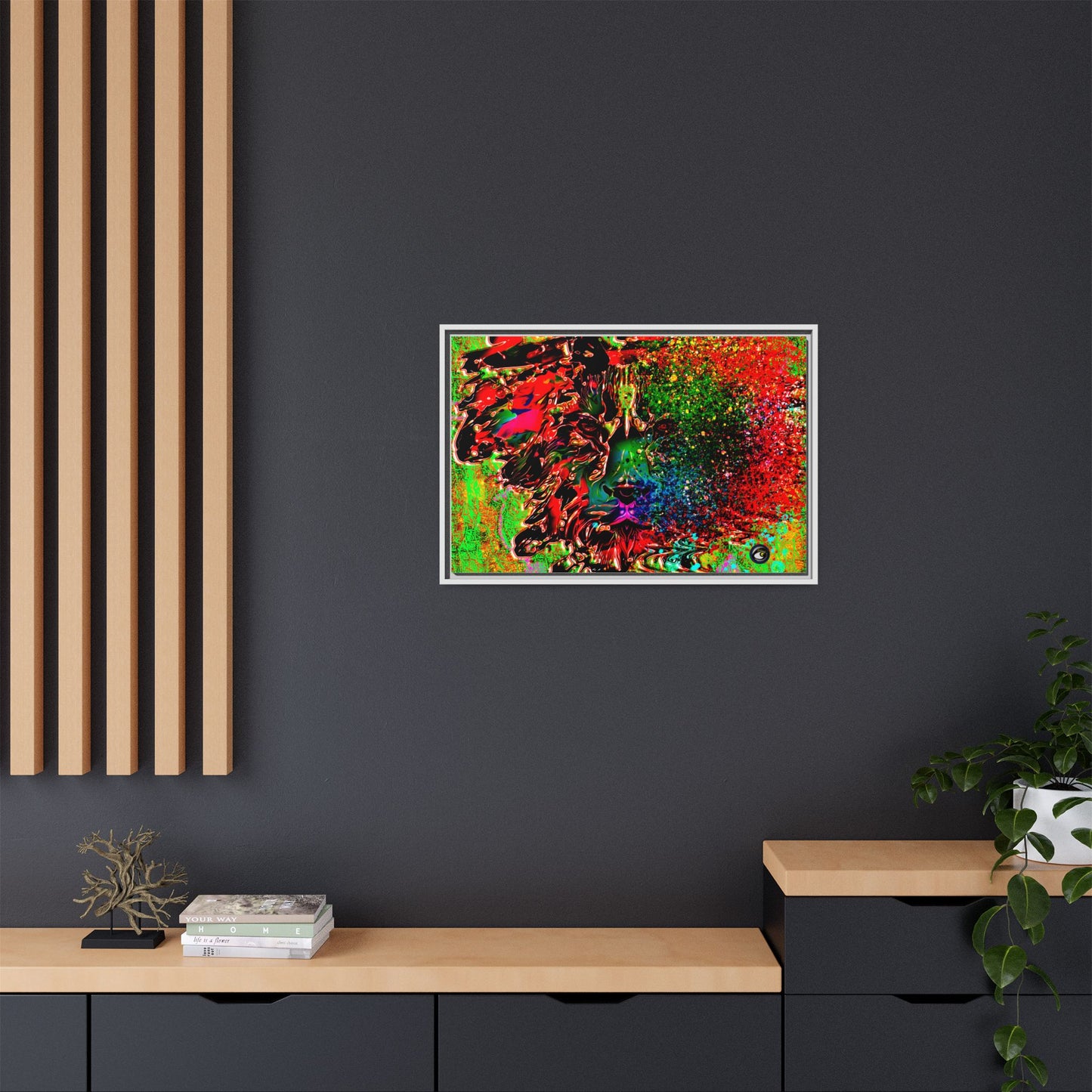 Matte Canvas, Framed (Multi-color) Lion Abstract Collection by SharksEye Treasures