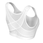 White posture correcting push-up bra with wide straps and supportive design
